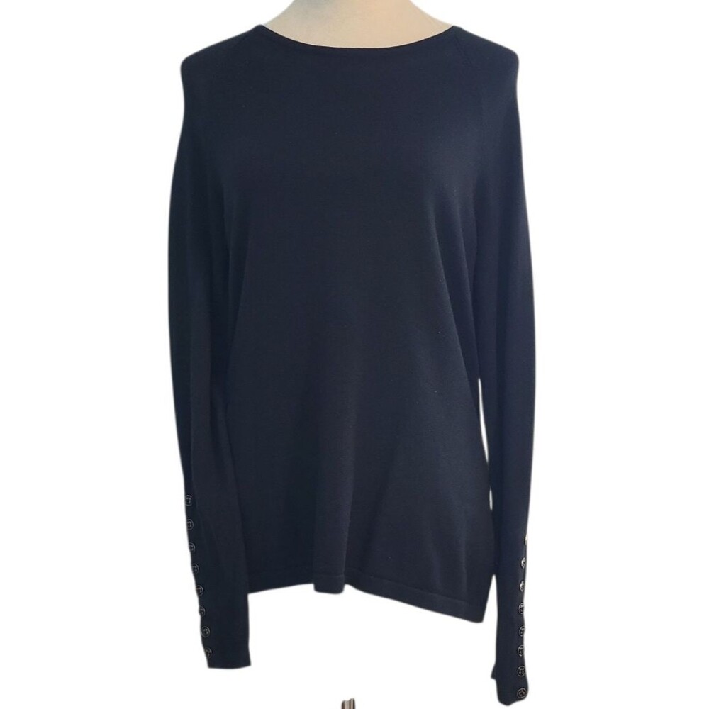 J Mclaughlin Women M Sweater Pullover Top Cabincore Comfortcore Button Embellish